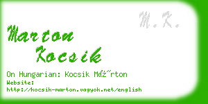 marton kocsik business card